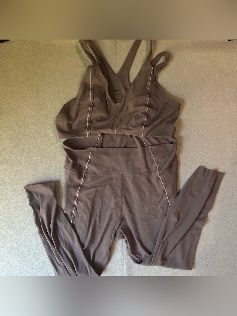 Nike Taupe High-Waist Legging Jumpsuit